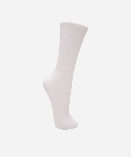 meia cano longo canelada masculina branca 37-40