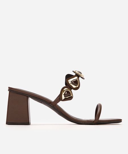 tamanco feminino com metais oneself marrom 34 tamanco feminino com metais oneself marrom 34