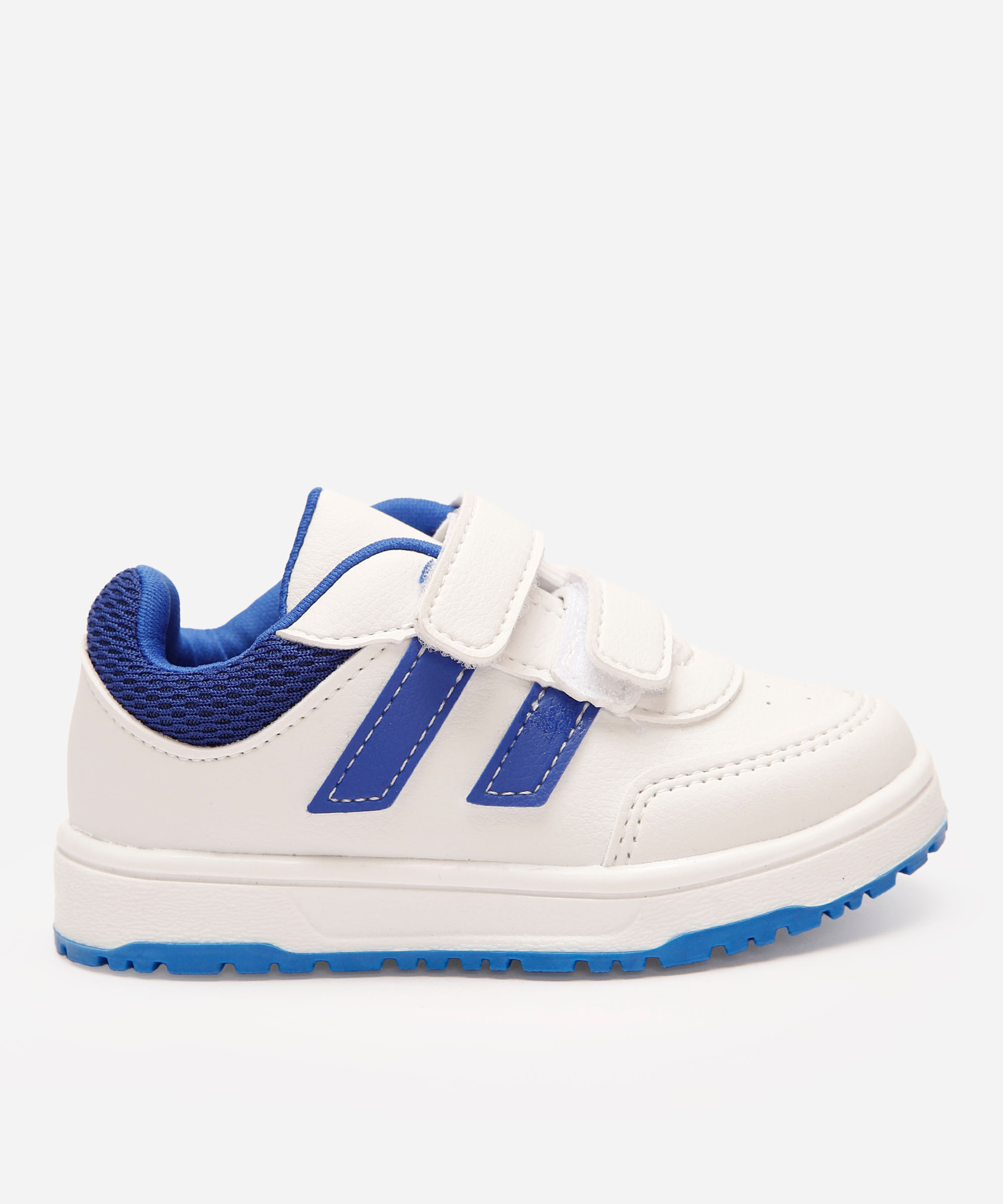 tênis casual infantil com velcro bicolor branco