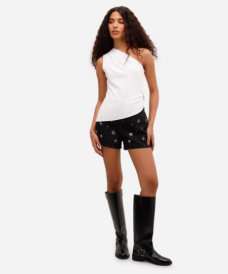 short feminino jeans com brilhos preto 38 short feminino jeans com brilhos preto 38