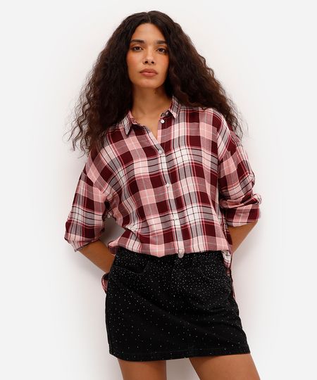 camisa feminina de viscose xadrez colorida PP camisa feminina de viscose xadrez colorida PP