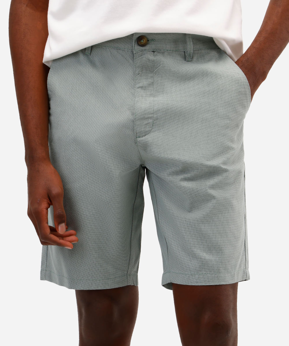 bermuda reta masculina de algodão texturizada - verde