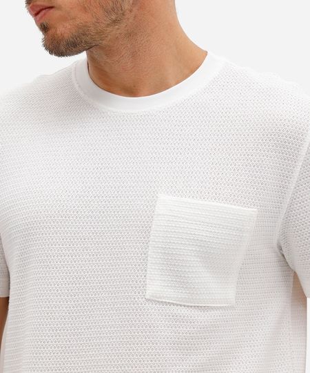 camiseta masculina com bolso texturizada off white GG