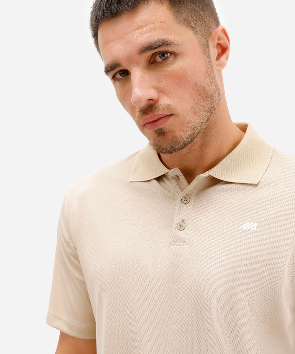 polo esportiva masculina texturizada bege