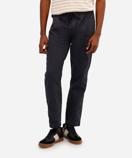 calça jogger masculina de sarja texturizada preta G