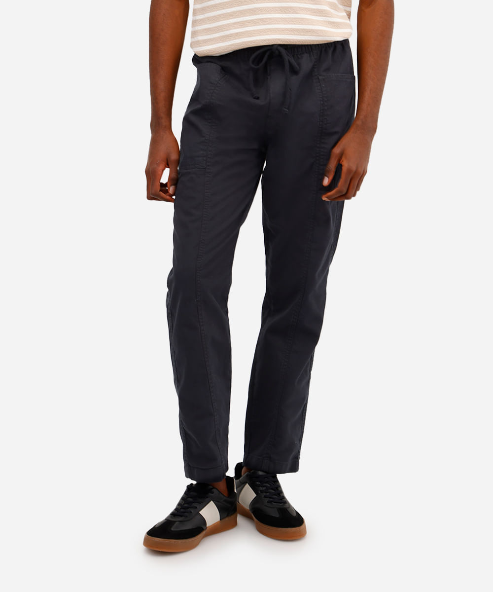 calça jogger masculina de sarja texturizada - preto