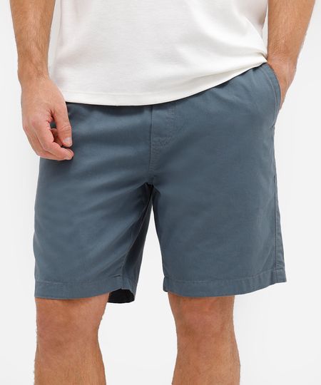 bermuda reta de sarja com cordão - petroleo P bermuda reta de sarja com cordão - petroleo P