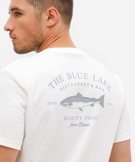 camiseta comfort masculina manga curta the blue lake off white M