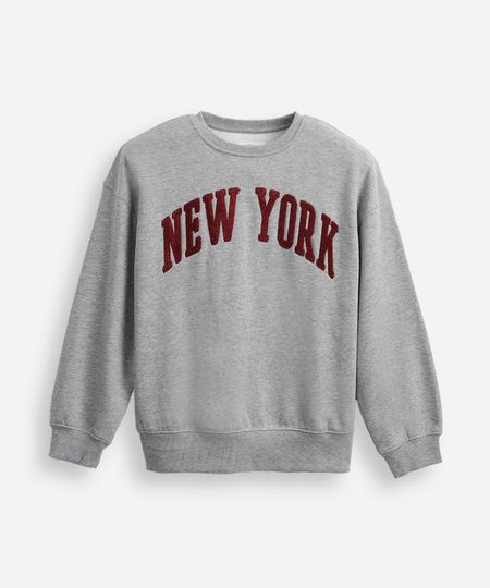 blusa de moletom juvenil oversized college new york cinza 14 blusa de moletom juvenil oversized college new york cinza 14