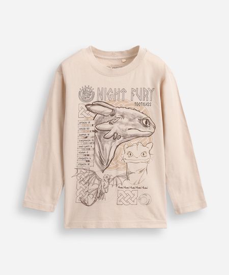 blusa de algodão infantil como treinar o seu dragão bege 4 blusa de algodão infantil como treinar o seu dragão bege 4
