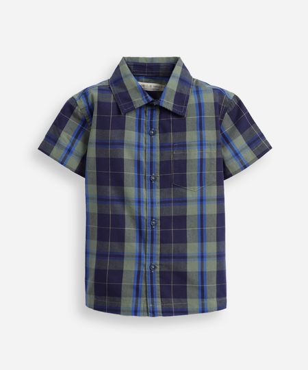 camisa infantil manga curta xadrez - verde 1