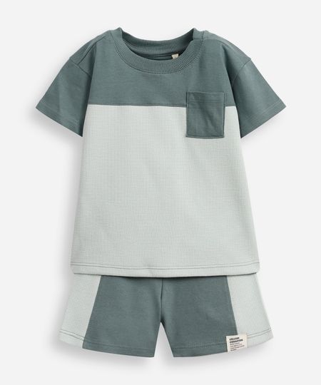 conjunto curto infantil com recorte verde 2
