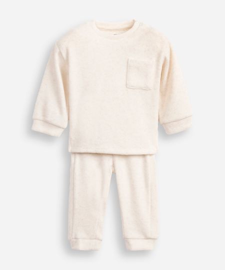 conjunto infantil longo mesclado bege 0-3