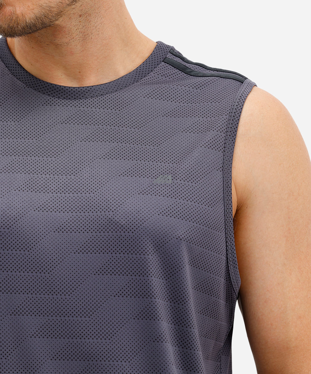regata masculina esportiva ace com listras estampada cinza