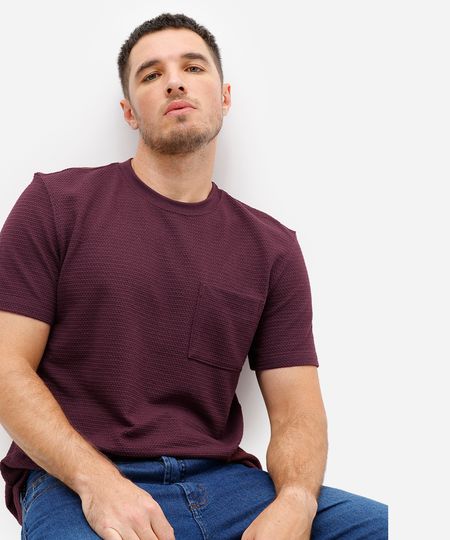 camiseta masculina com bolso texturizada vinho M