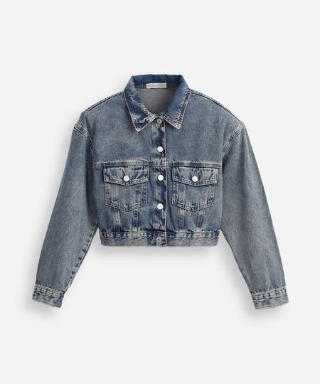 jaqueta jeans juvenil cropped  azul 14