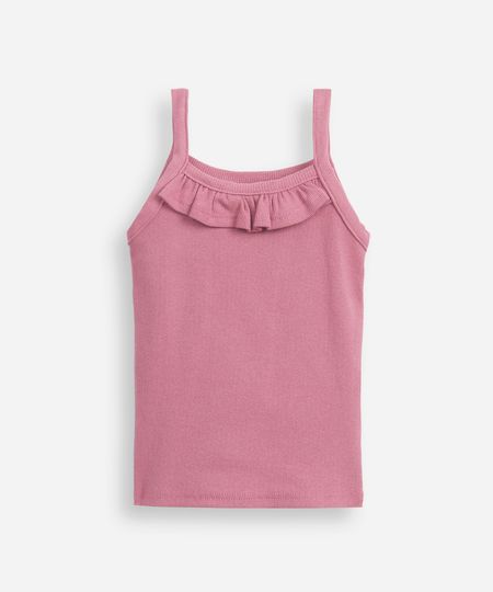 regata de algodão infantil com babados rosa 10