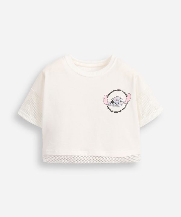 camiseta de algodão infantil com telinha stitch - off white 4