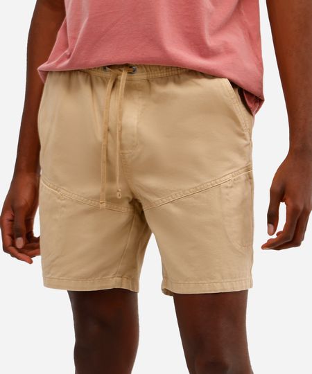 bermuda jogger masculina de sarja bege M bermuda jogger masculina de sarja bege M
