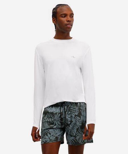 short masculino cós elástico folhagens verde P