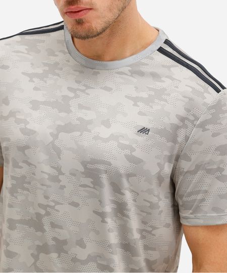 camiseta masculina esportiva ace com listras estampada bege P