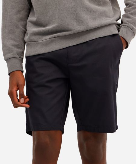 bermuda reta masculina de algodão texturizada preta 36