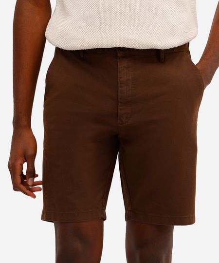 bermuda reta masculina de algodão texturizada marrom 40