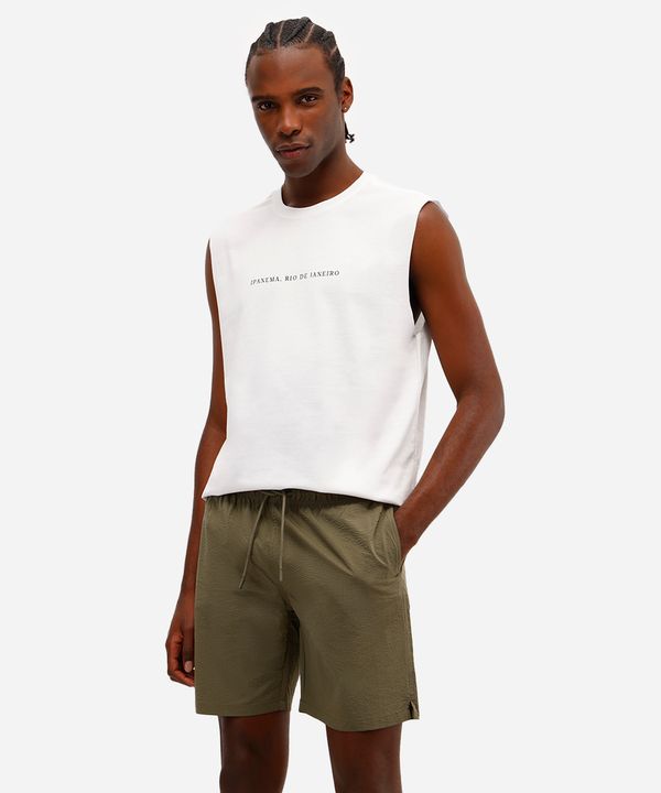 short masculino cós elástico texturizado verde GG