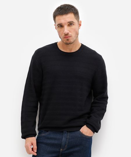 suéter masculino de tricot texturizado preto P suéter masculino de tricot texturizado preto P