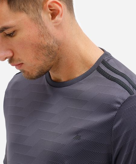 camiseta masculina esportiva ace com listras estampada cinza M