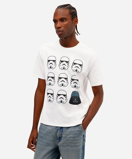 camiseta masculina manga curta star wars off white P