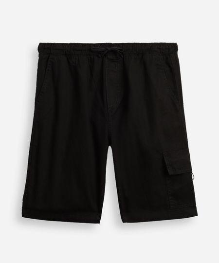 bermuda baggy juvenil de sarja com bolsos cargo preta 12