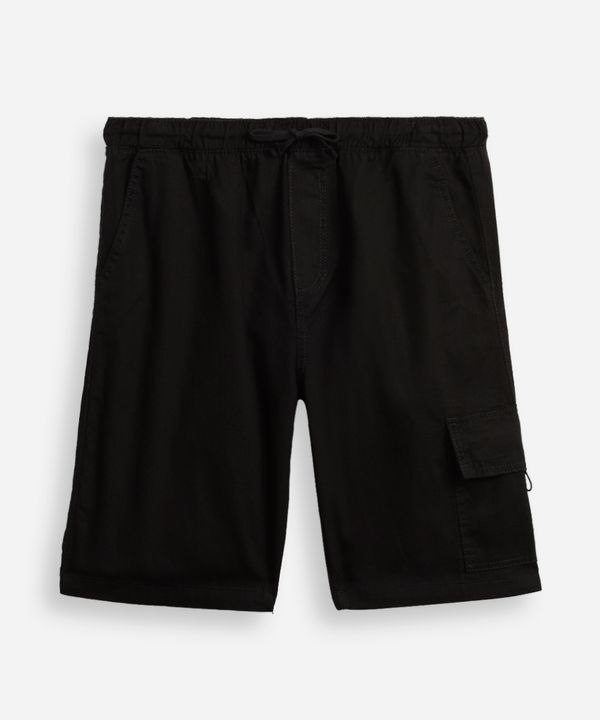 bermuda baggy juvenil de sarja com bolsos cargo preta 12