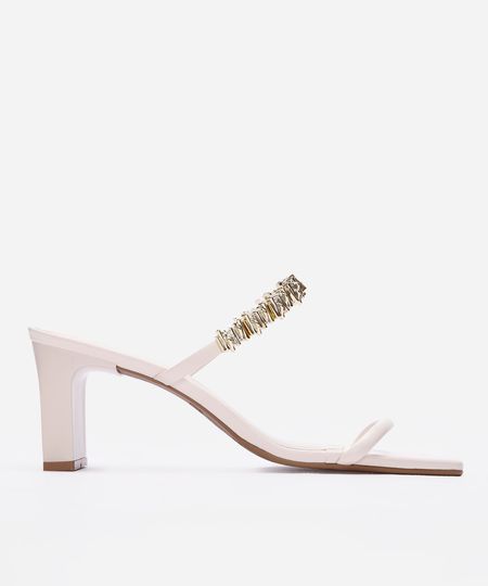 tamanco salto médio tiras finas metais oneself off white 36