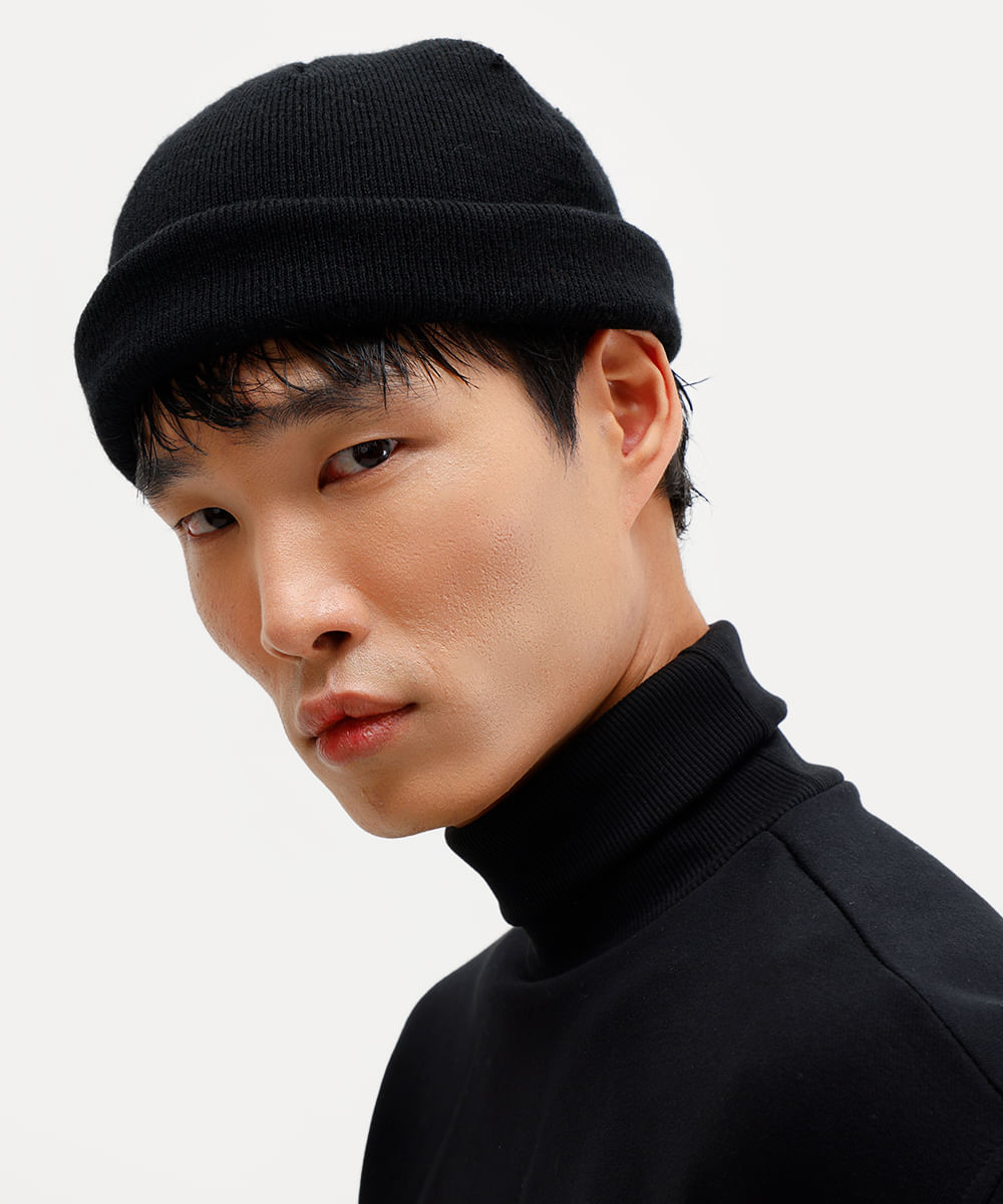 gorro unissex canelado antonio frajado preto