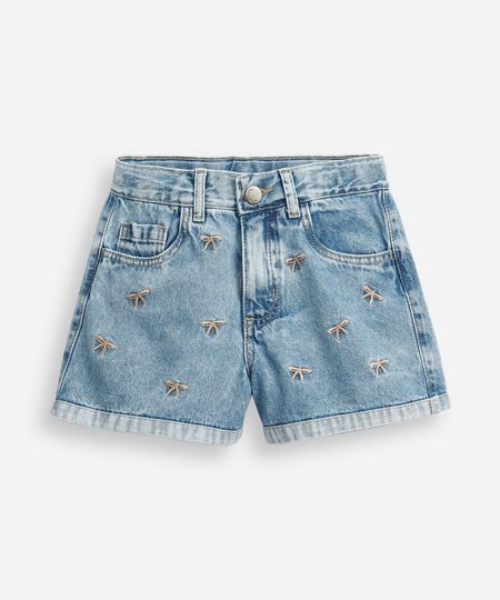 short jeans infantil laços azul 4 short jeans infantil laços azul 4