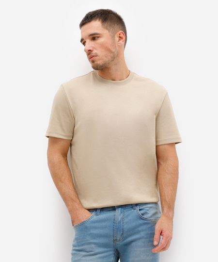 camiseta de algodão peruano bold manga curta bege GG