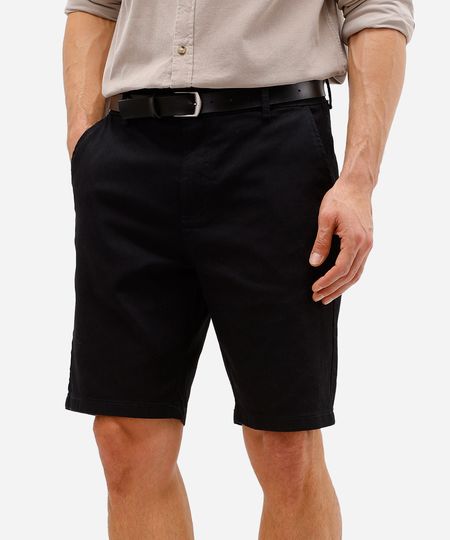 bermuda slim masculina de sarja com cinto preta 46