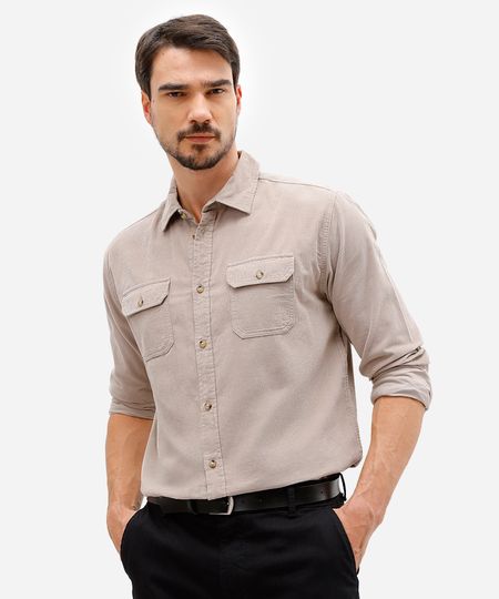 camisa de veludo cotelê bege P