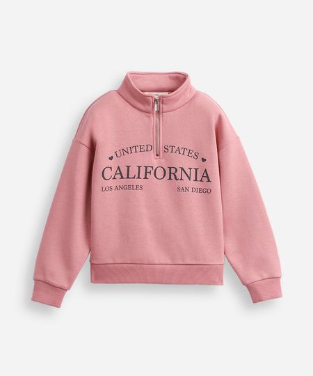 blusão de moletom infantil gola alta com zíper rosa 4 blusão de moletom infantil gola alta com zíper rosa 4