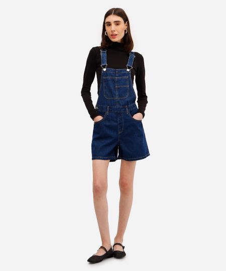 jardineira feminina jeans azul 36