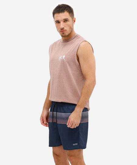 short masculino listrado cós elástico azul P short masculino listrado cós elástico azul P