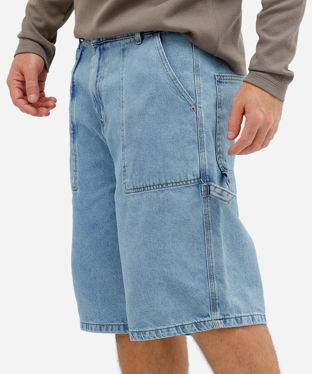 bermuda baggy masculina jeans azul