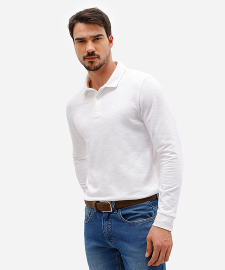 polo comfort masculina de algodão texturizada off white P