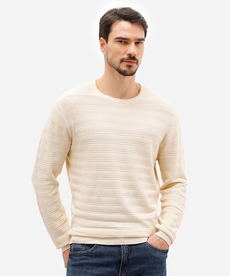 suéter masculino de tricot texturizado off white P suéter masculino de tricot texturizado off white P