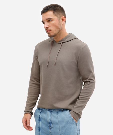 camiseta básica masculina com capuz texturizada verde P