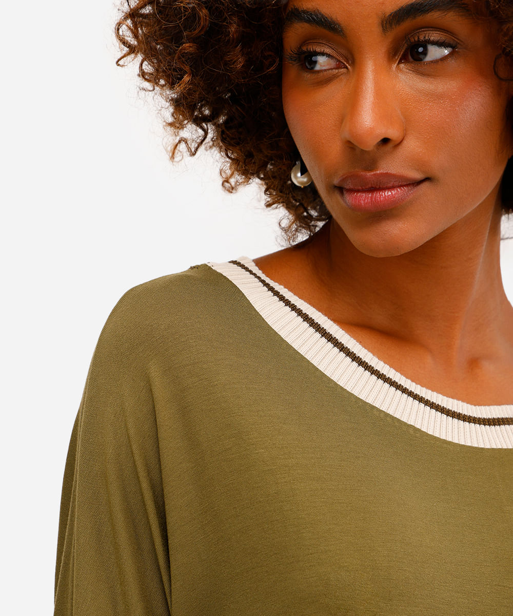 blusa feminina de viscose decote redondo verde