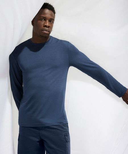 camiseta comfort masculina manga longa AIRtech azul P