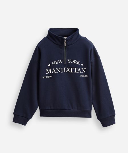 blusão de moletom infantil gola alta com zíper azul 4 blusão de moletom infantil gola alta com zíper azul 4