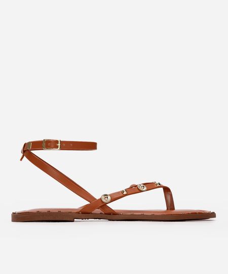rasteirinha com tachas oneself caramelo 36